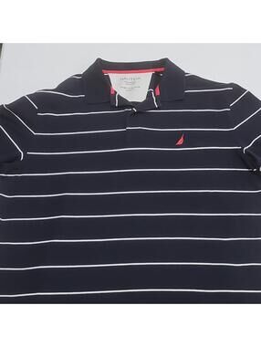 Nautica Performance Deck Polo Men’s XXL Navy/White/Red Striped Knit Logo  0162